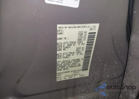 2023 Nissan Titan Pro-4X 4X4 from USA, damaged, VIN 1N6AA1ED6PN100746